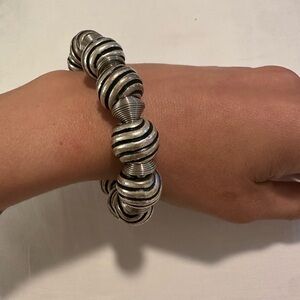 Silver Beaded Bracelet with Zebra Pattern